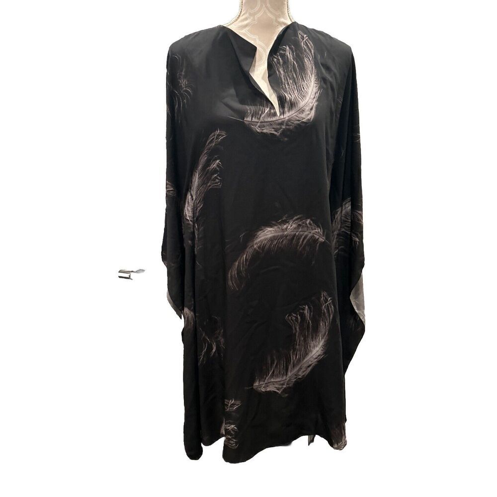 Jigsaw Tunic Dress Black Midnight Feather Size Small Medium 100% Silk